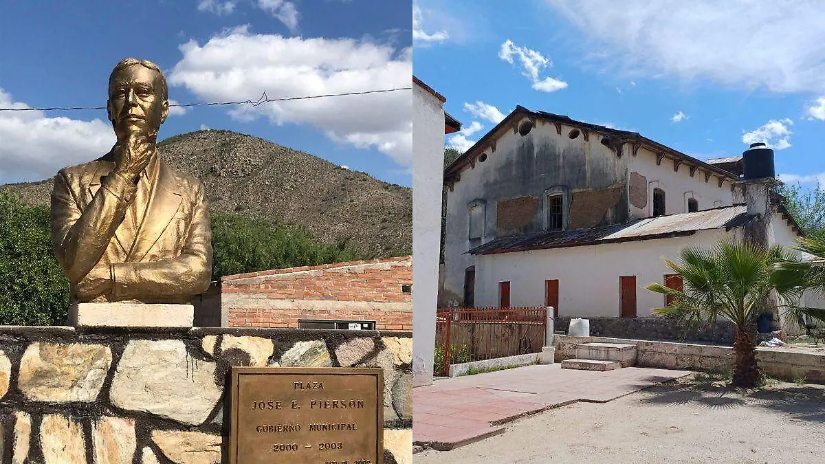 Busto de José Eduardo Pierson colocado en la plaza de Terrenate. Atrás de aprecia el cerro de la Cruz